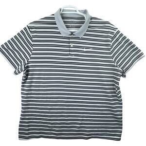 Nike Dri-Fit Striped Polo Shirt Mens XXL Blue Gray Short Sleeve Golf Performance